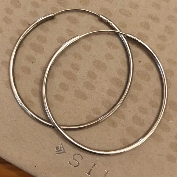 Rare Vintage Silpada Sterling Silver Flexible Endless Hoop Earrings P0696 - Picture 6 of 11